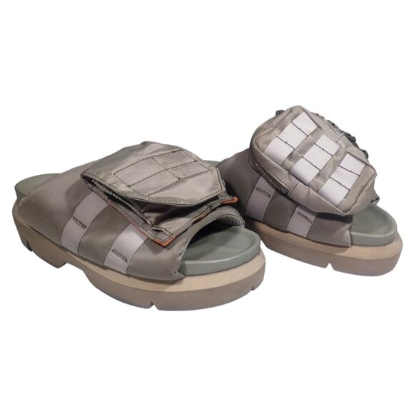 Sacai Women's EU 38 US 8 Mismatched Pocket Slides Sandals Khaki Green Utility - Picture 2 of 8